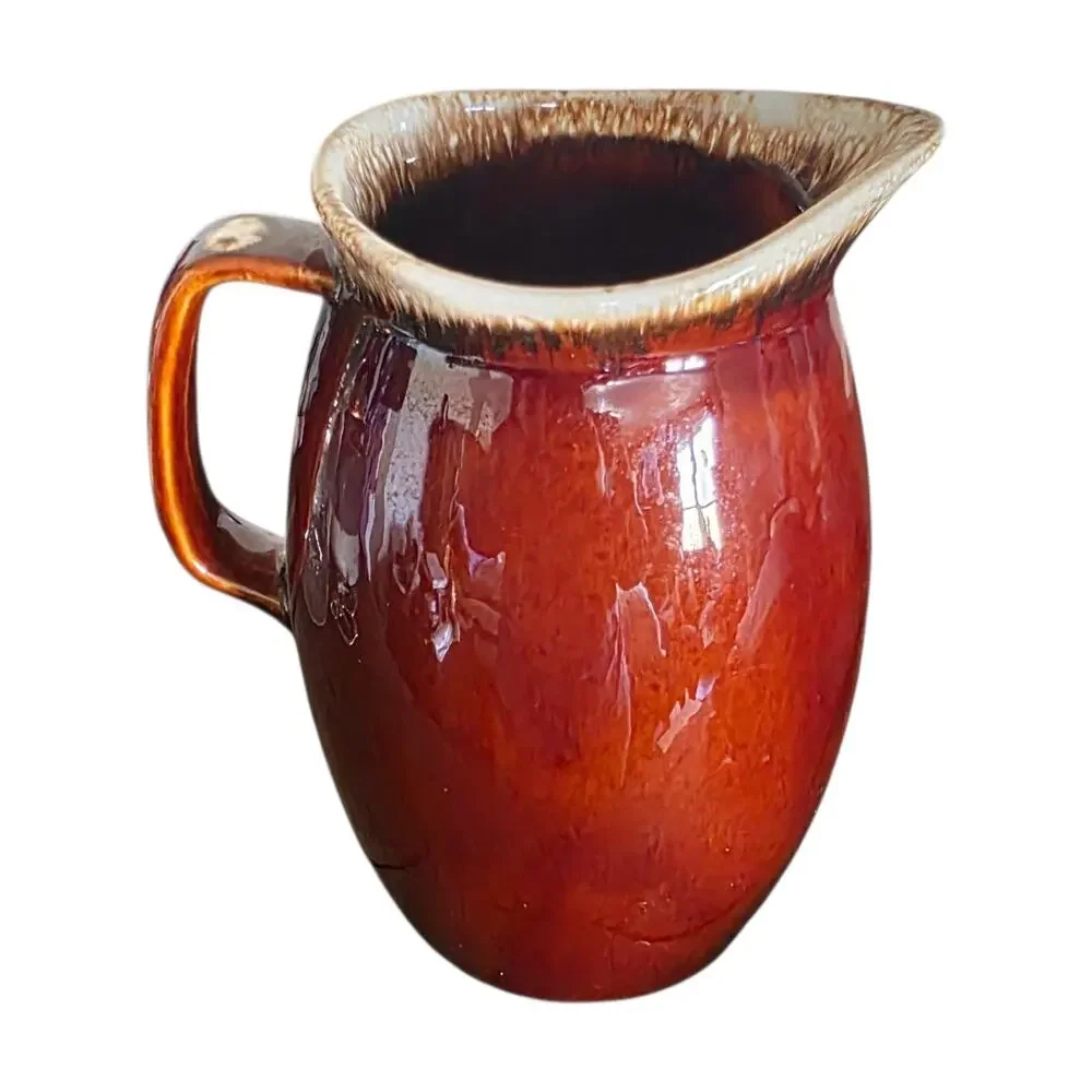 Vintage Hull Pottery Brown Drip Pitcher Vase Signed USA 9” Mid Century
